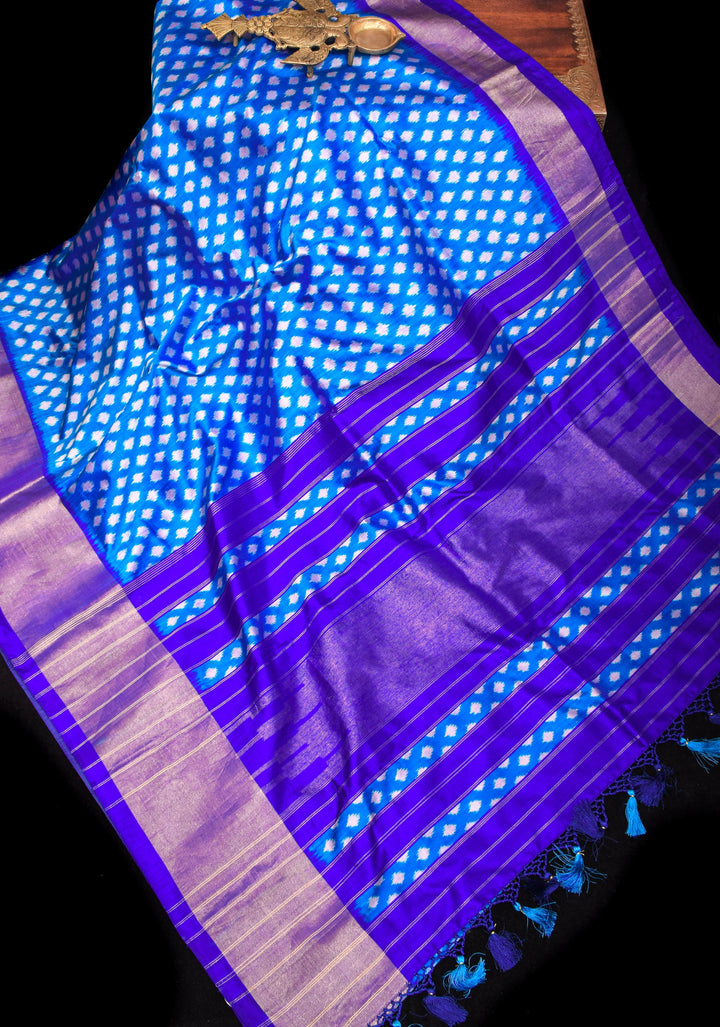 Shades of Blue - Ikkat Pochampally Pure Silk Saree | Silk Mark Certified