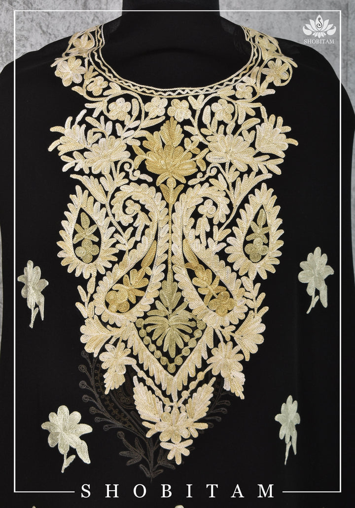 Custom Measure :Kashmiri Aari Work in Black Salwar Kameez | Readymades by Shobitam