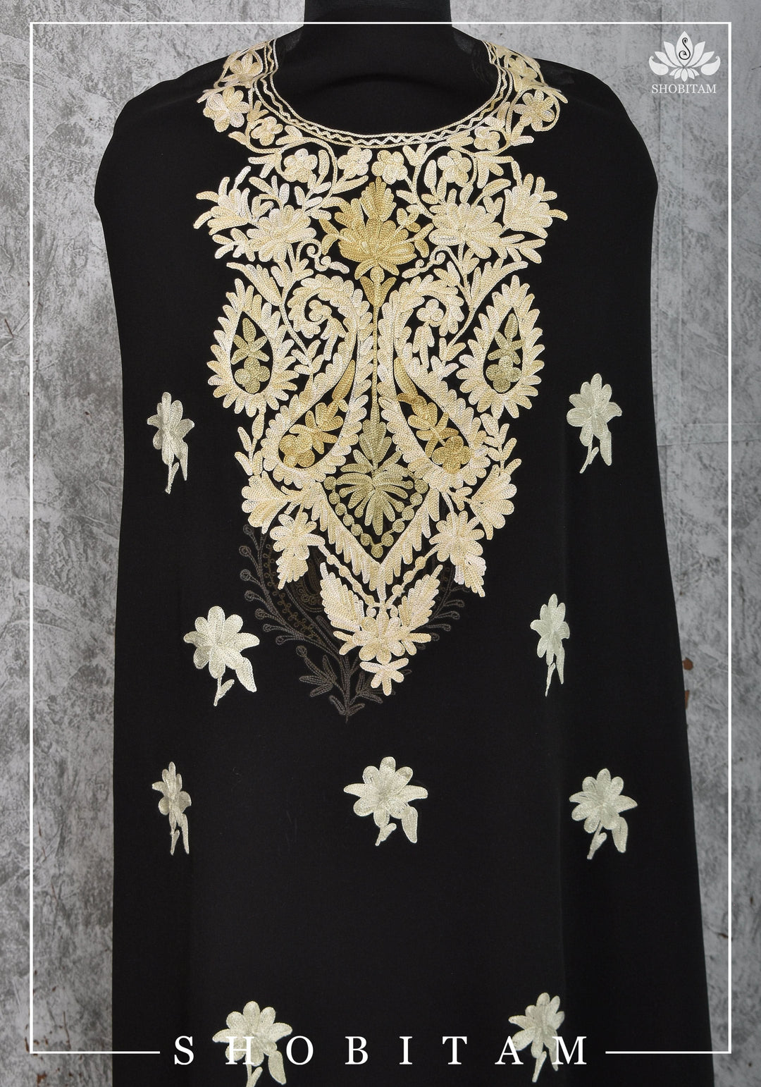 Custom Measure :Kashmiri Aari Work in Black Salwar Kameez | Readymades by Shobitam