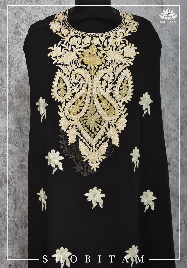 Custom Measure :Kashmiri Aari Work in Black Salwar Kameez | Readymades by Shobitam