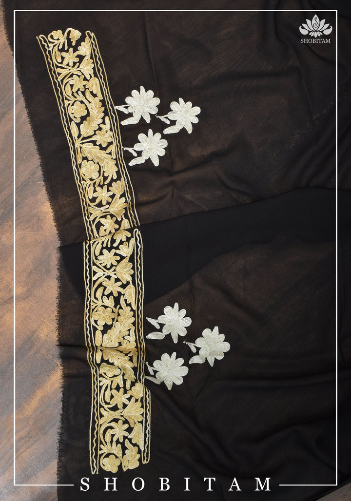 Custom Measure :Kashmiri Aari Work in Black Salwar Kameez | Readymades by Shobitam