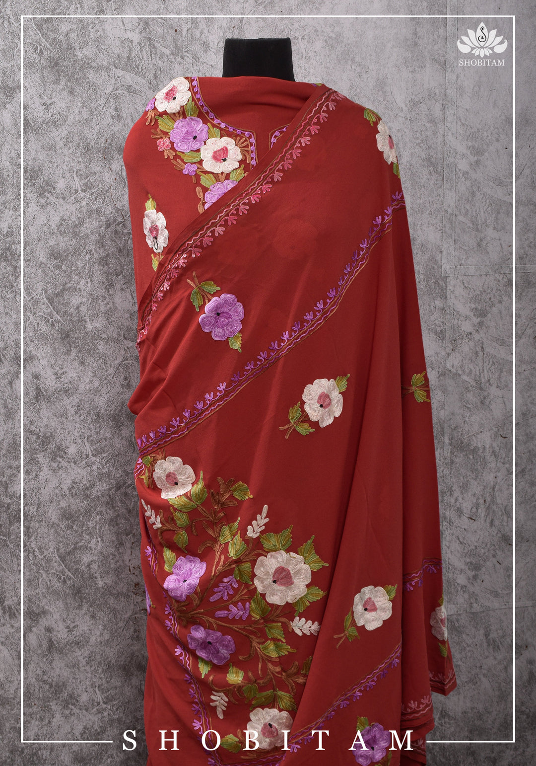 Made to measure: Exquisite Heavy Aari Embroidery Salwar-Kameez and Dupatta set in Red Georgette