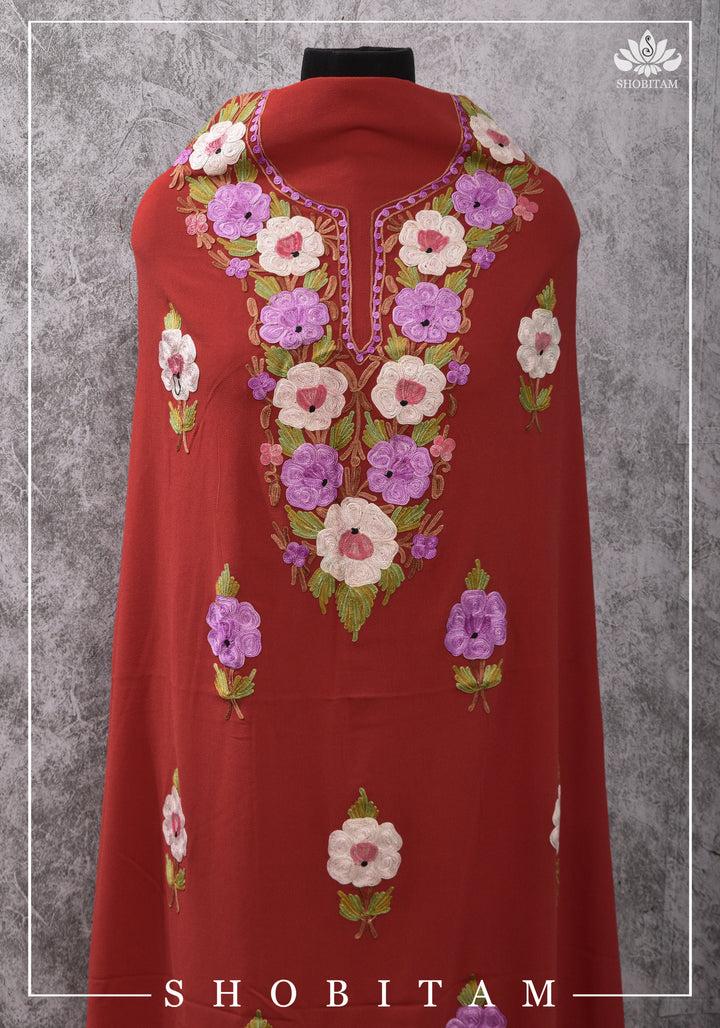 Made to measure: Exquisite Heavy Aari Embroidery Salwar-Kameez and Dupatta set in Red Georgette