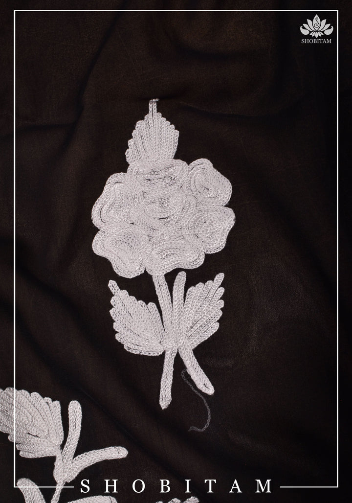 Made to measure: Exquisite Heavy Aari Embroidery Salwar-Kameez and Dupatta set in Black Georgette
