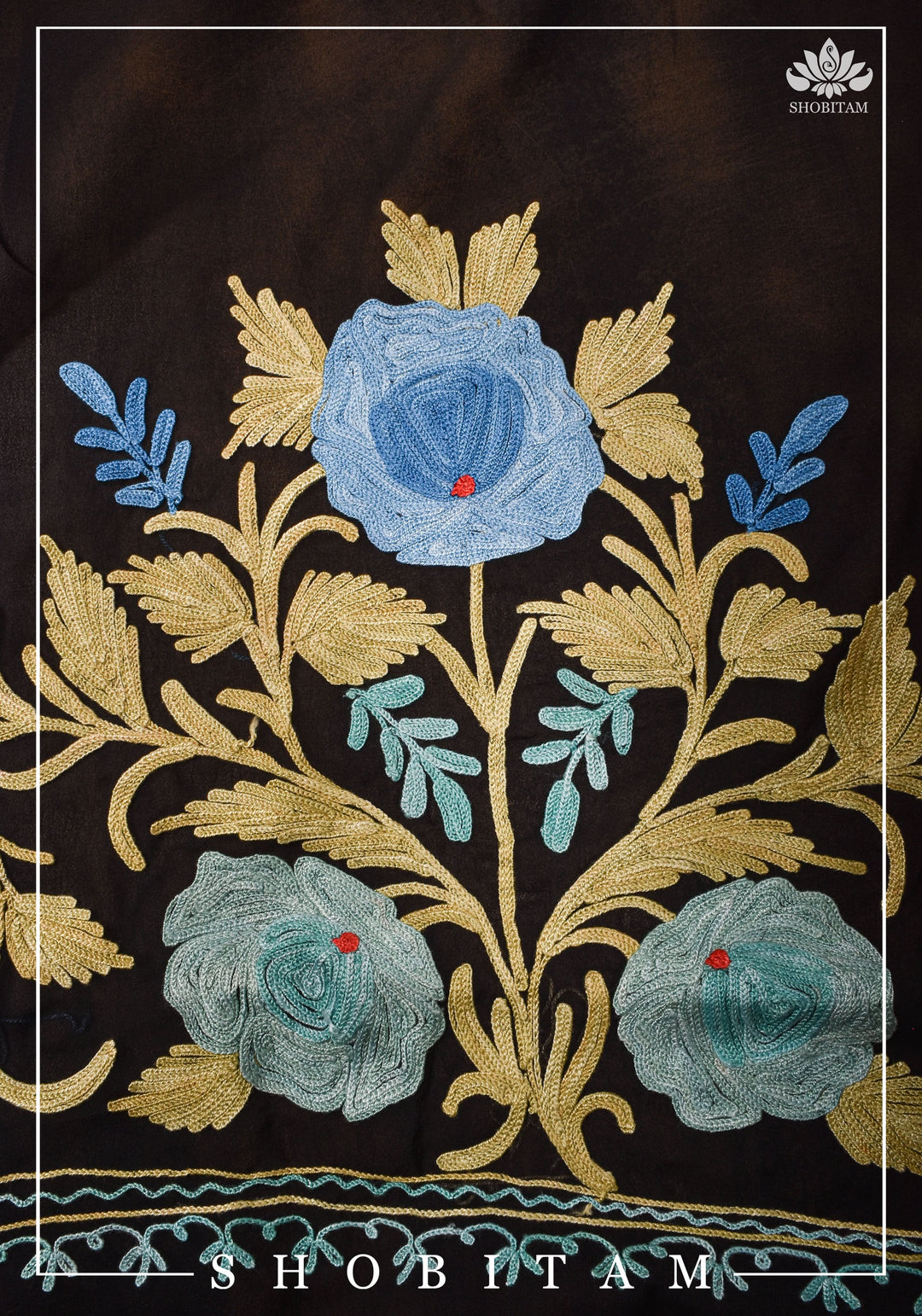 Made to measure: Exquisite Heavy Aari Embroidery Salwar-Kameez and Dupatta set in Black Georgette | Readymades by Shobitam