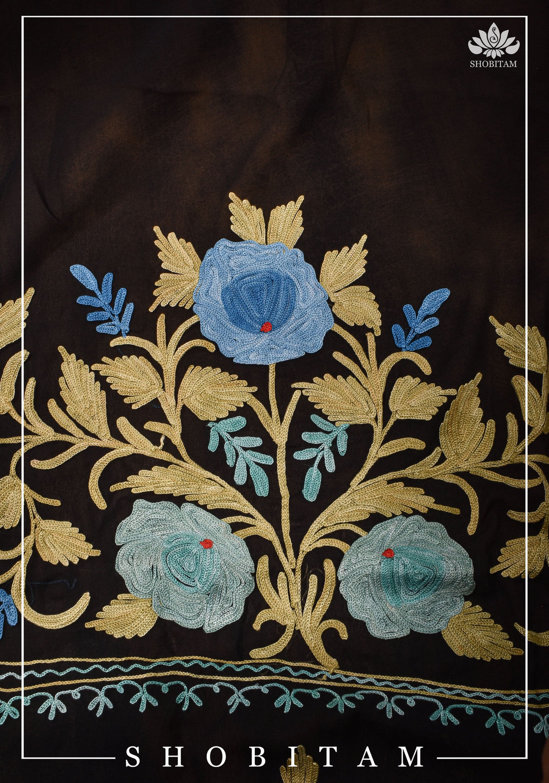 Made to measure: Exquisite Heavy Aari Embroidery Salwar-Kameez and Dupatta set in Black Georgette | Readymades by Shobitam