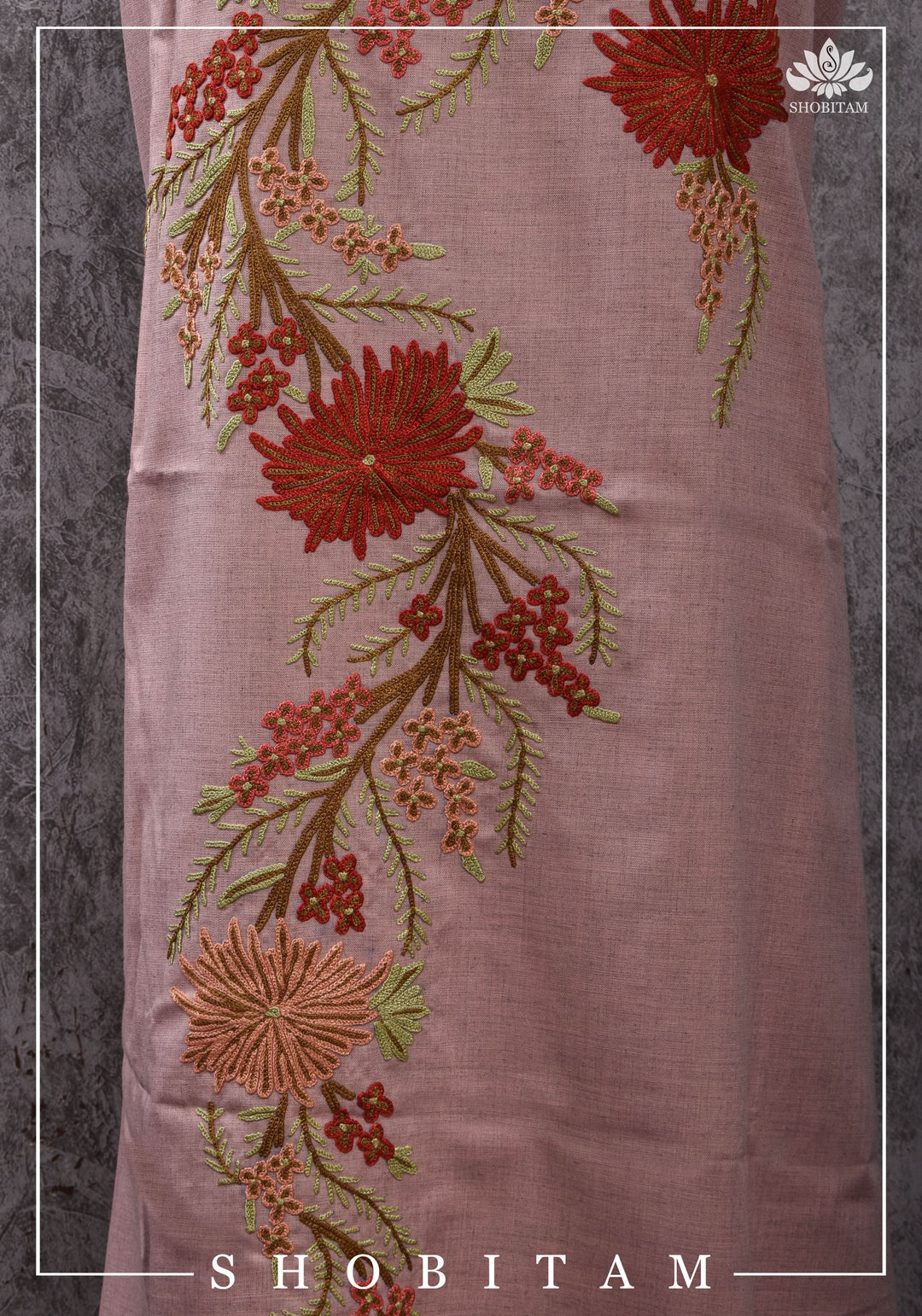 Made to measure: Exquisite Heavy Aari Embroidery Cotton Salwar-Kameez set in Peach
