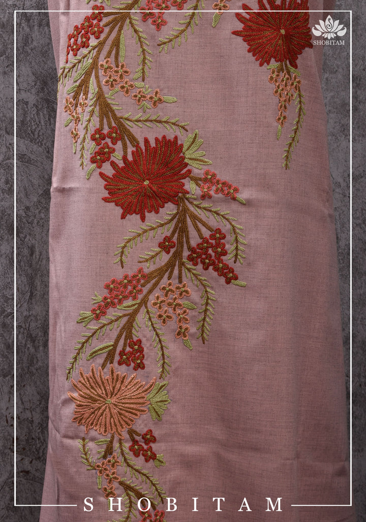 Made to measure: Exquisite Heavy Aari Embroidery Cotton Salwar-Kameez set in Peach