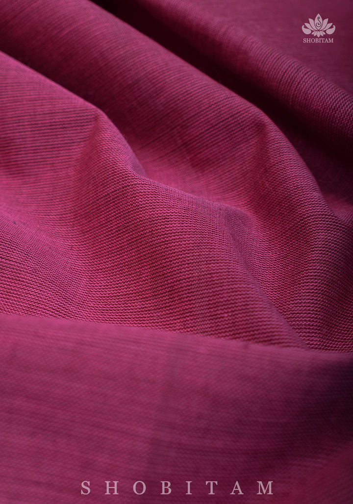 Chettinadu Cotton Saree in Purple with blue borders.no blouse piece
