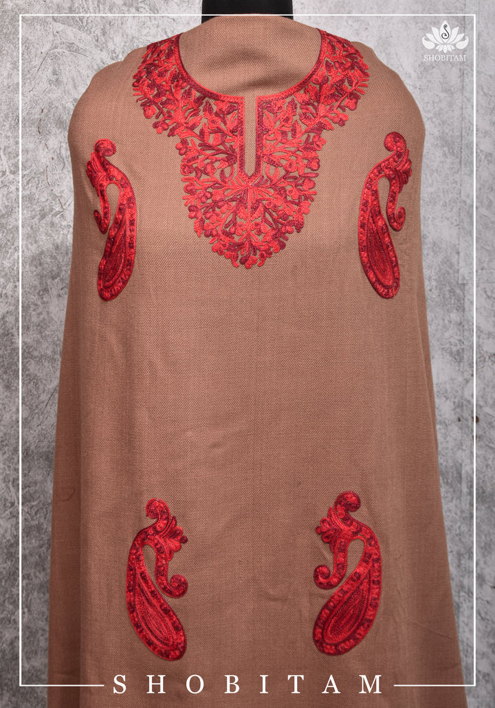 Custom Measure :Kashmiri Aari Work in Brown Salwar Kameez | Readymades by Shobitam
