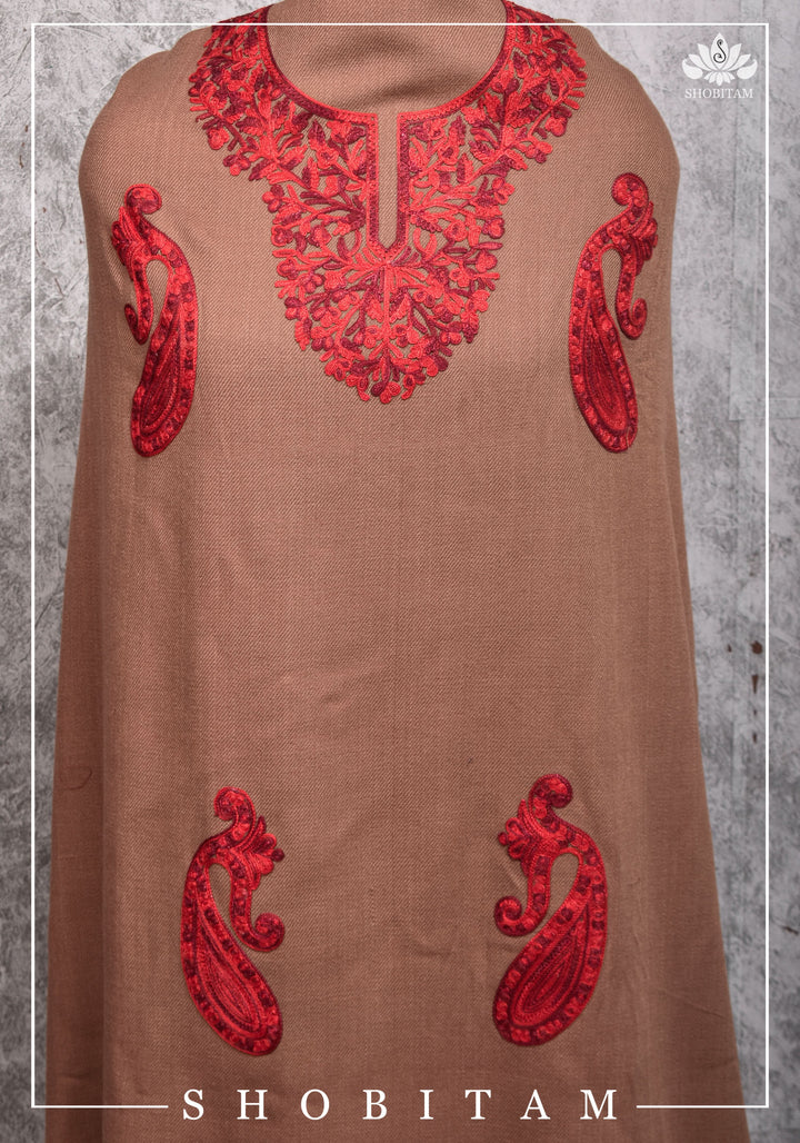Custom Measure :Kashmiri Aari Work in Brown Salwar Kameez | Readymades by Shobitam