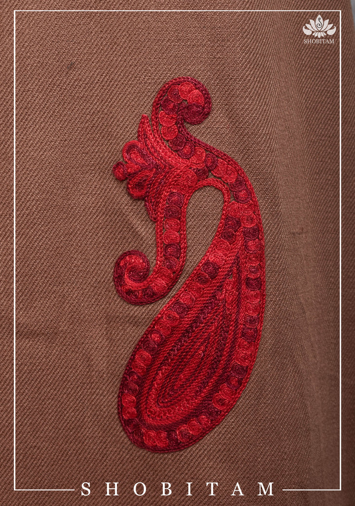 Custom Measure :Kashmiri Aari Work in Brown Salwar Kameez | Readymades by Shobitam