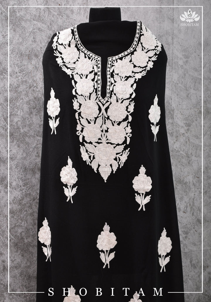 Stitched Kashmiri Aari Embroidery Salwar Kameez 3 piece Suit in Black Georgette
