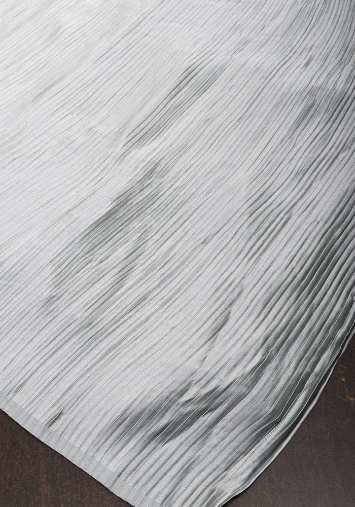 Pleated Satin Half and Half Saree in Silver Gray ,No Blouse Piece