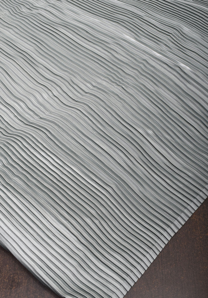 Pleated Satin Half and Half Saree in Silver Gray ,No Blouse Piece