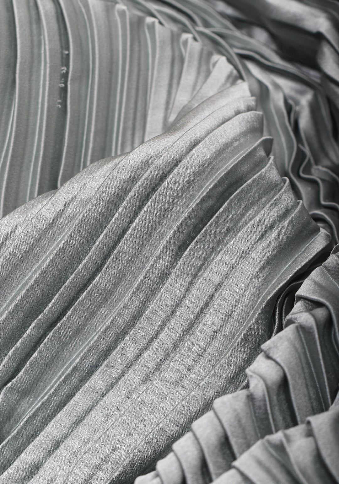 Pleated Satin Half and Half Saree in Silver Gray ,No Blouse Piece