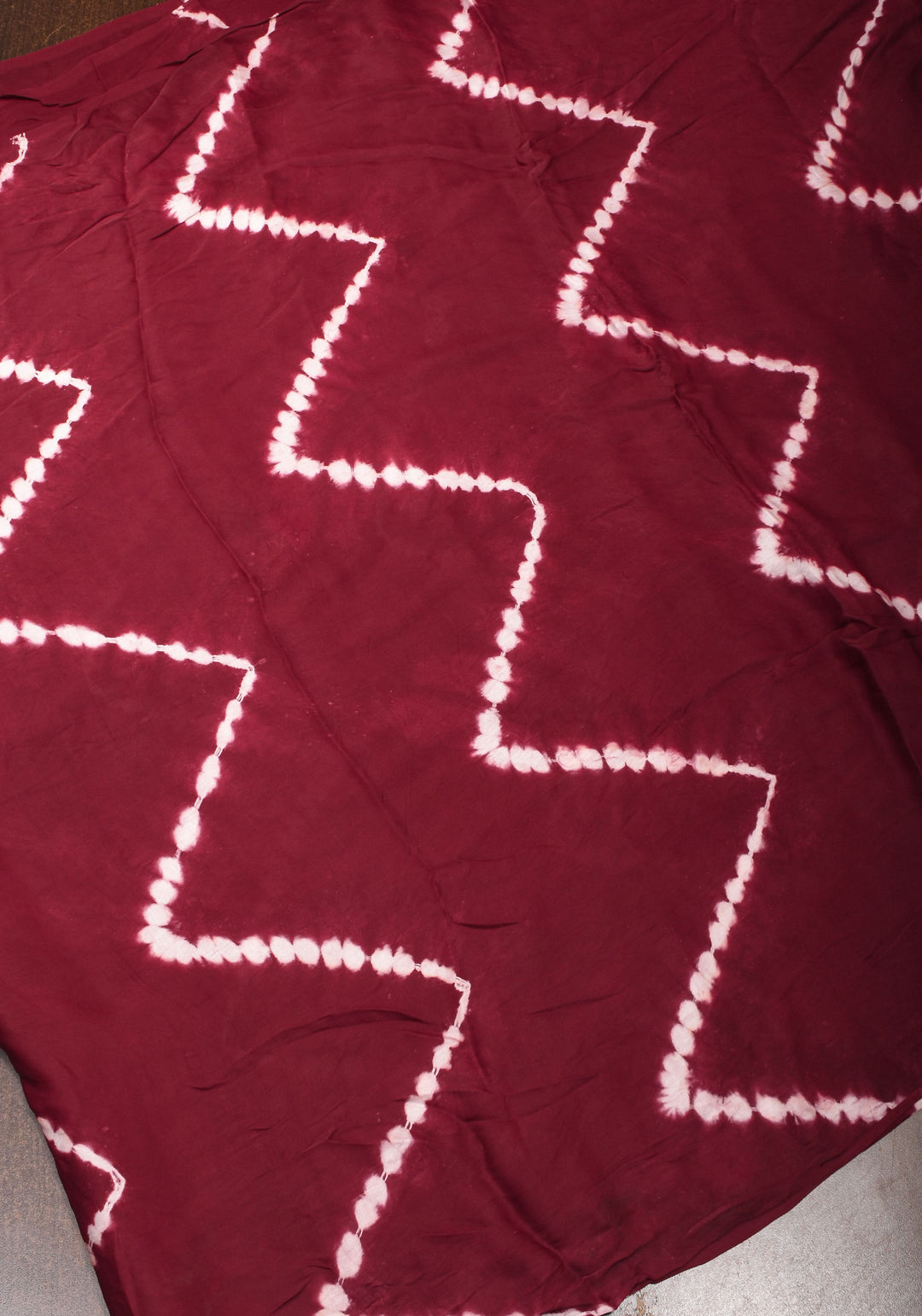 Hand Shibori Dye on Reddish Maroon Modal Silk Saree with Crushed Pallu,  No Blouse Piece