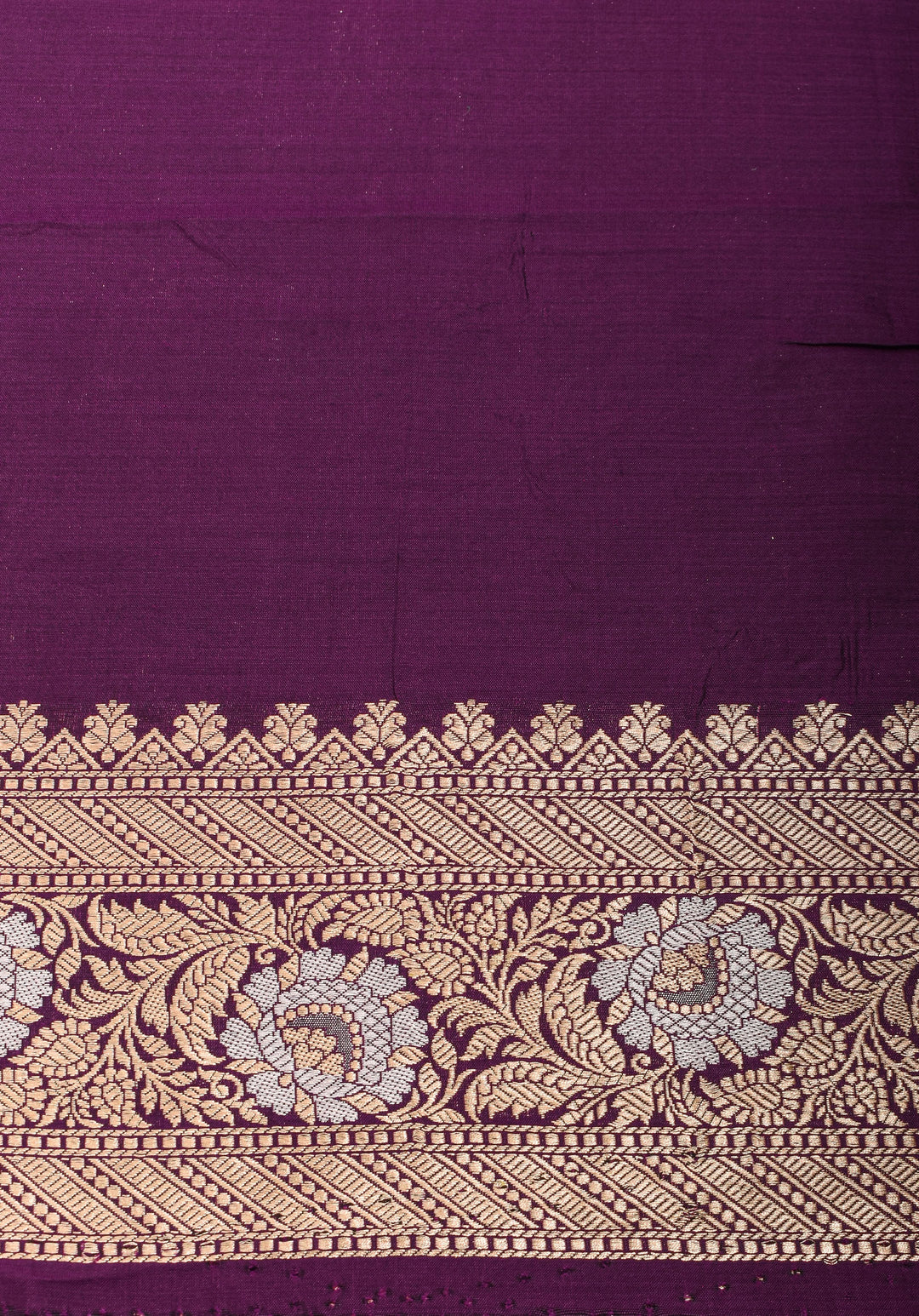 Exquisite Paisley Motif Alfi Jaal Brocade Banarasi Katan Silk Saree in Plum | SILK MARK CERTIFIED