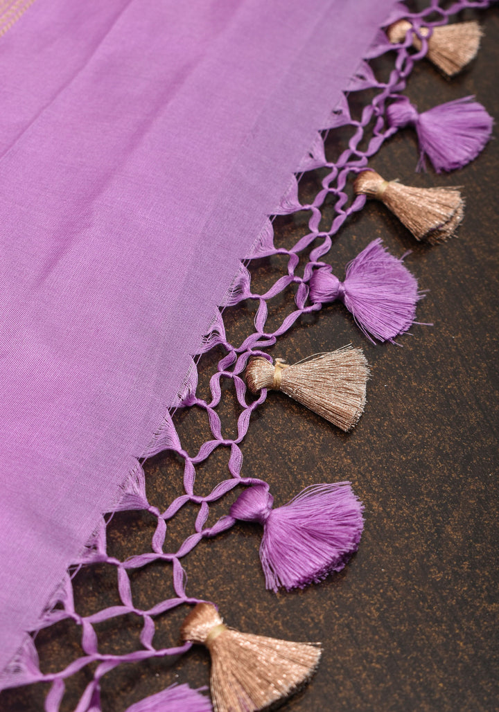 Exquisite Banarasi Floral Meenakari Jaal Pure Katan Silk Saree in Lavender | SILK MARK CERTIFIED