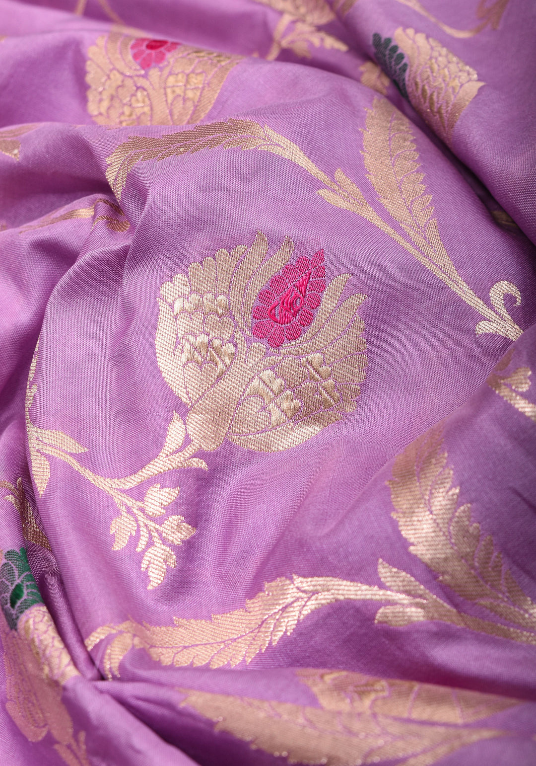 Exquisite Banarasi Floral Meenakari Jaal Pure Katan Silk Saree in Lavender | SILK MARK CERTIFIED