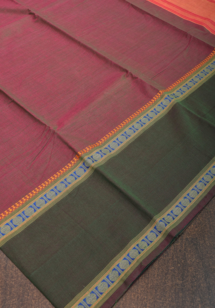 Purple and Green Dual Tone Kanchi Cotton Saree