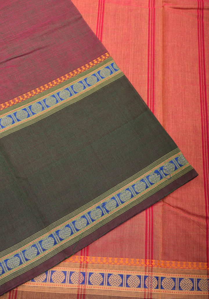 Purple and Green Dual Tone Kanchi Cotton Saree