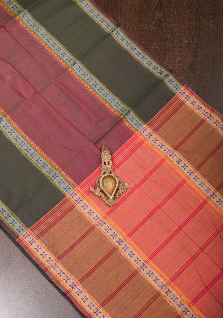 Purple and Green Dual Tone Kanchi Cotton Saree