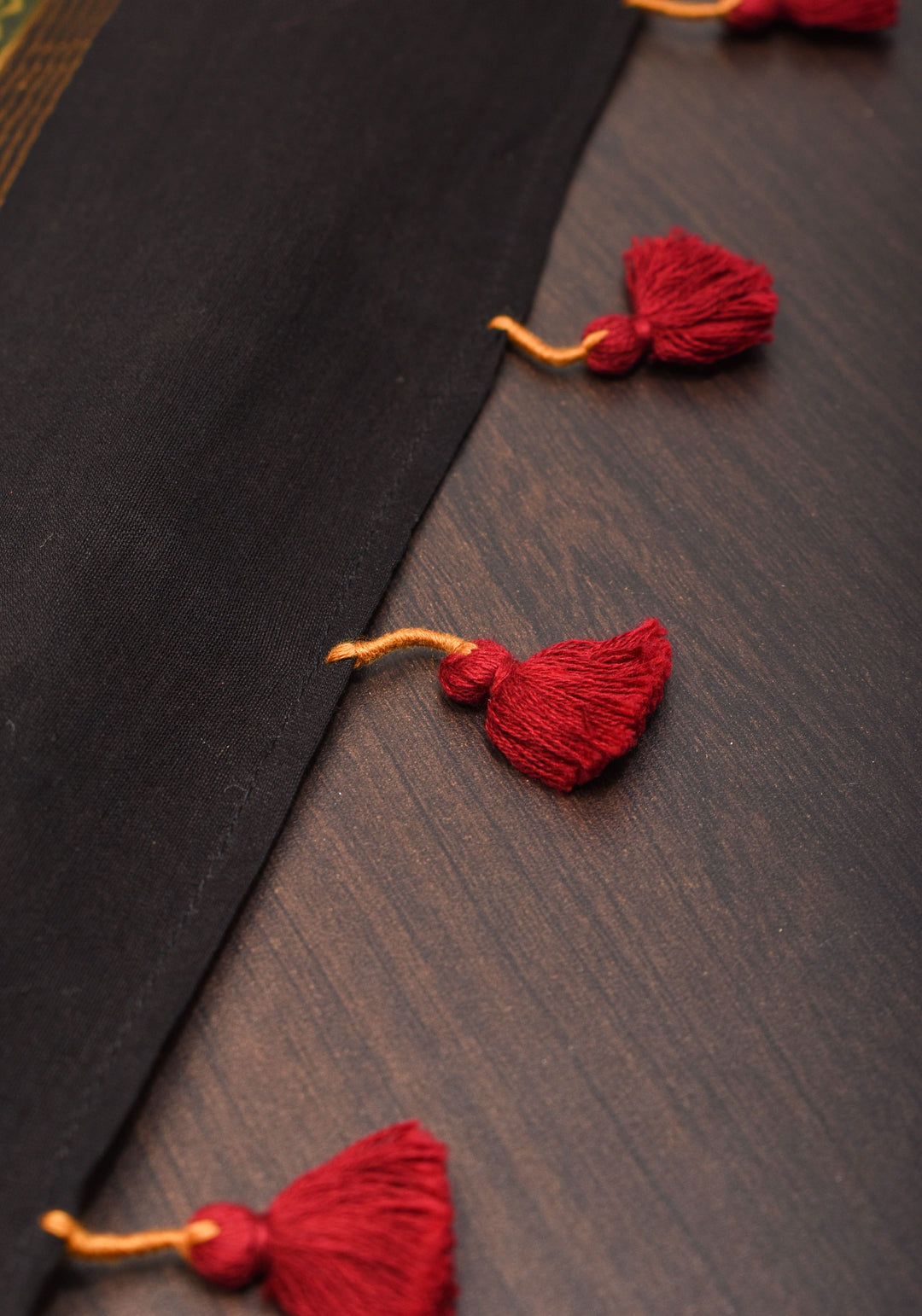 Ajrakh Hand Block Print on Chanderi Silk Cotton Saree with thin zari borders