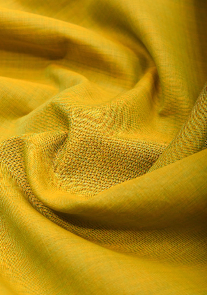 Cotton Handloom Saree In Moss Green with brick red Border No Blouse Piece | Shobitam Saree