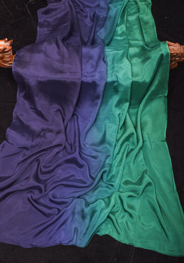 Multicolor Bollywood style ombré pure chiffon saree, No blouse piece