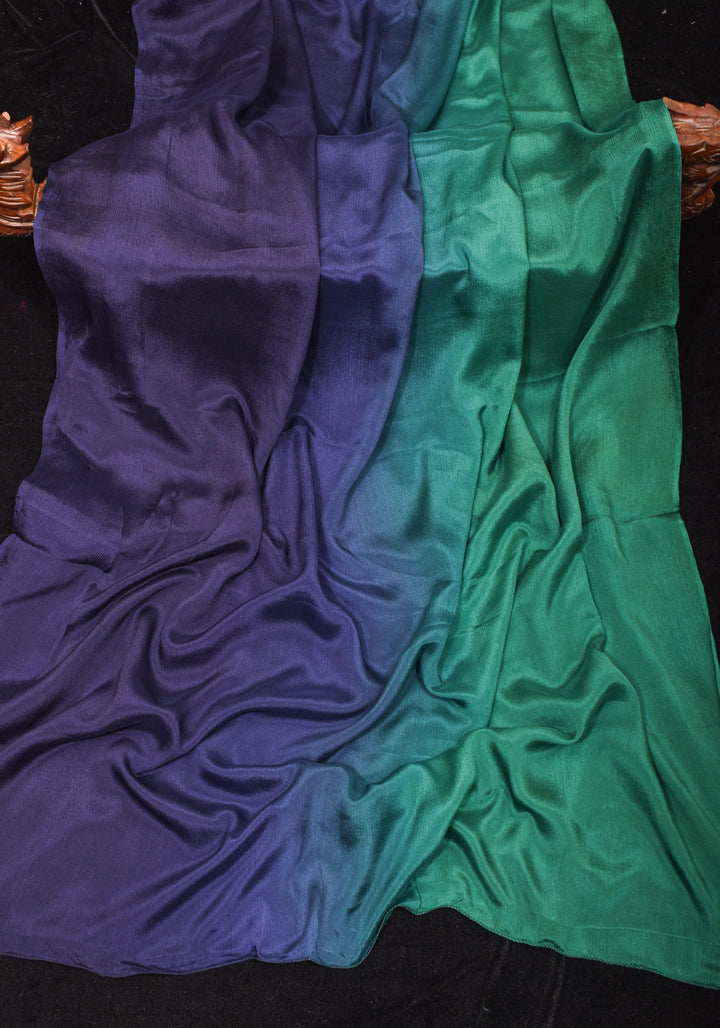 Multicolor Bollywood style ombré pure chiffon saree, No blouse piece