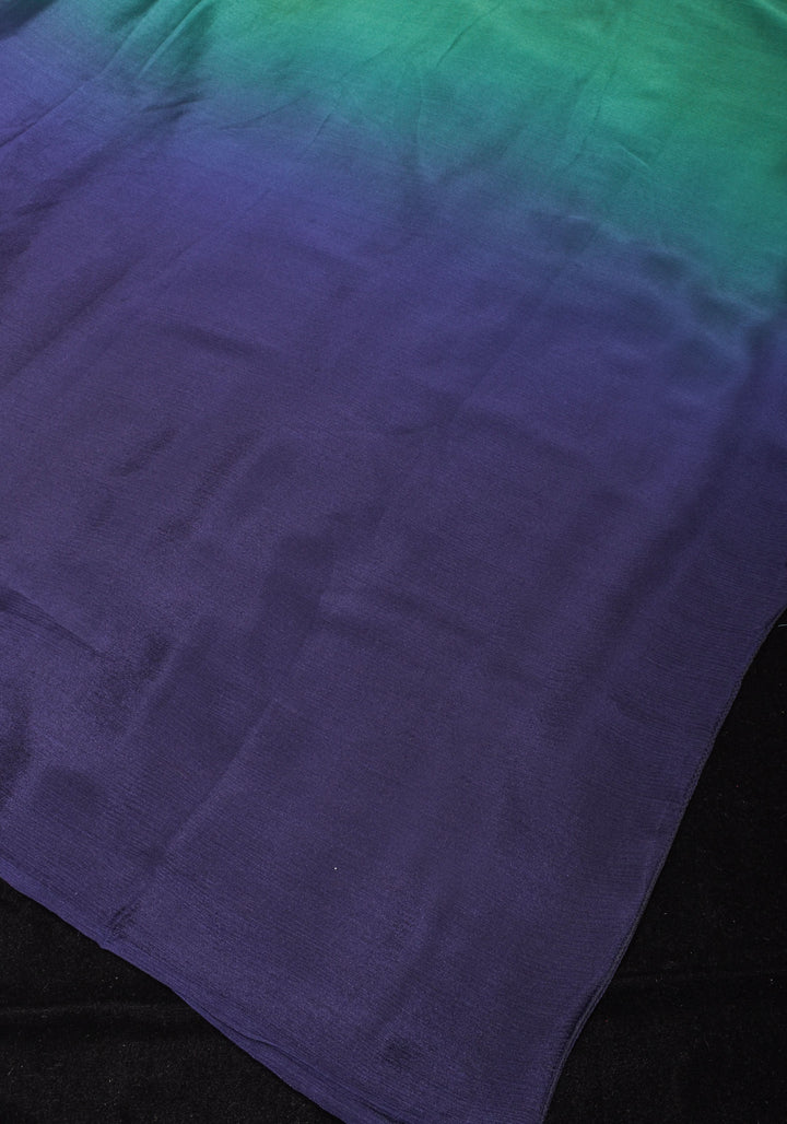 Multicolor Bollywood style ombré pure chiffon saree, No blouse piece