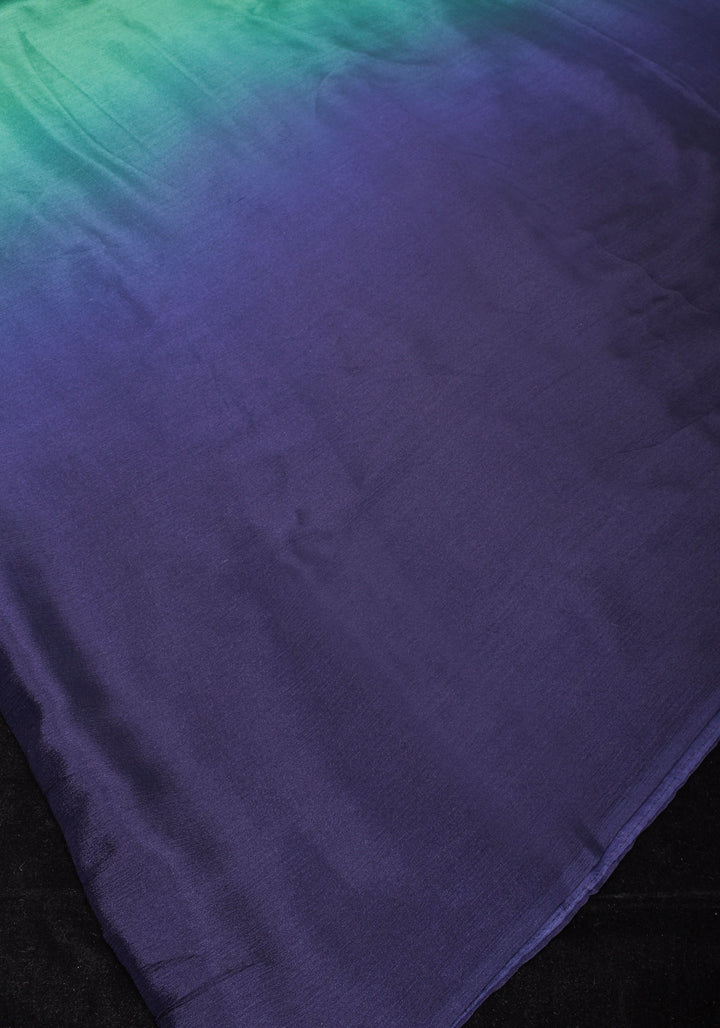 Multicolor Bollywood style ombré pure chiffon saree, No blouse piece