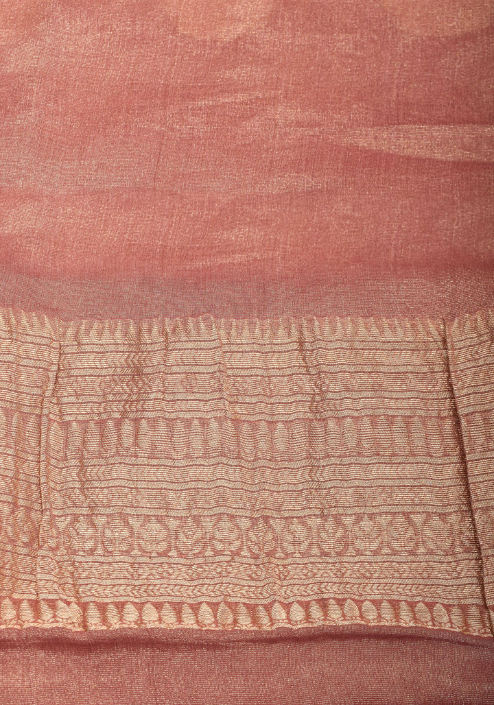 Pure Tissue Crepe  Silk Saree in Dusty Rose | SILK MARK CERTIFIED
