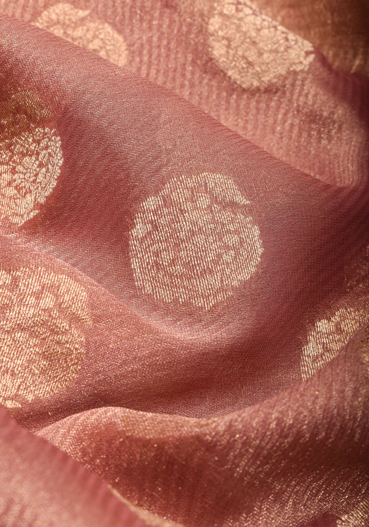 Pure Tissue Crepe  Silk Saree in Dusty Rose | SILK MARK CERTIFIED