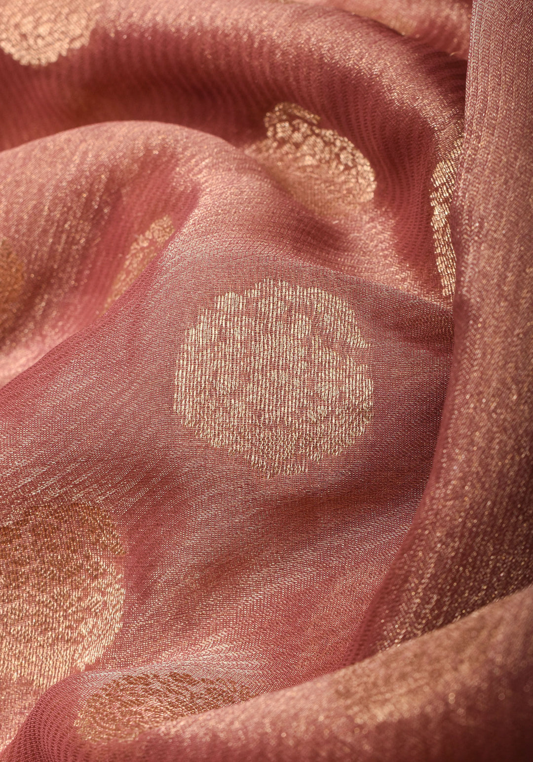 Pure Tissue Crepe  Silk Saree in Dusty Rose | SILK MARK CERTIFIED