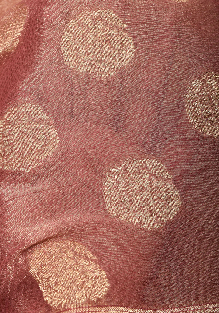 Pure Tissue Crepe  Silk Saree in Dusty Rose | SILK MARK CERTIFIED