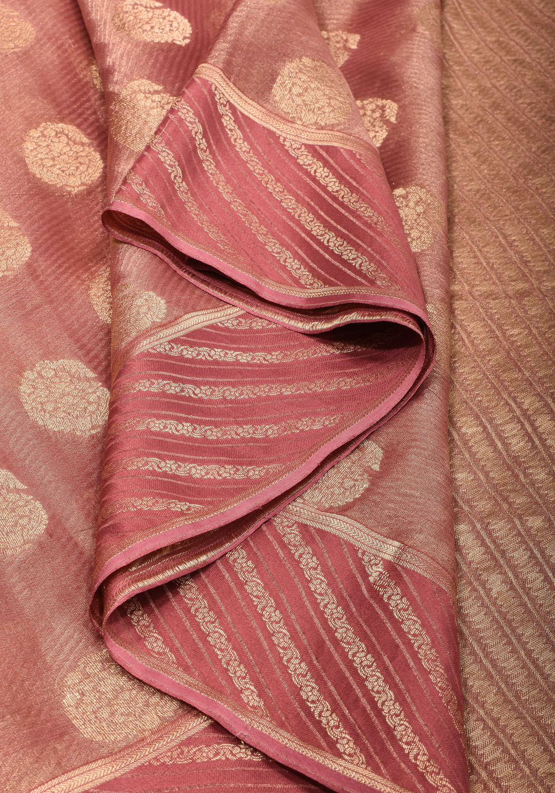 Pure Tissue Crepe  Silk Saree in Dusty Rose | SILK MARK CERTIFIED