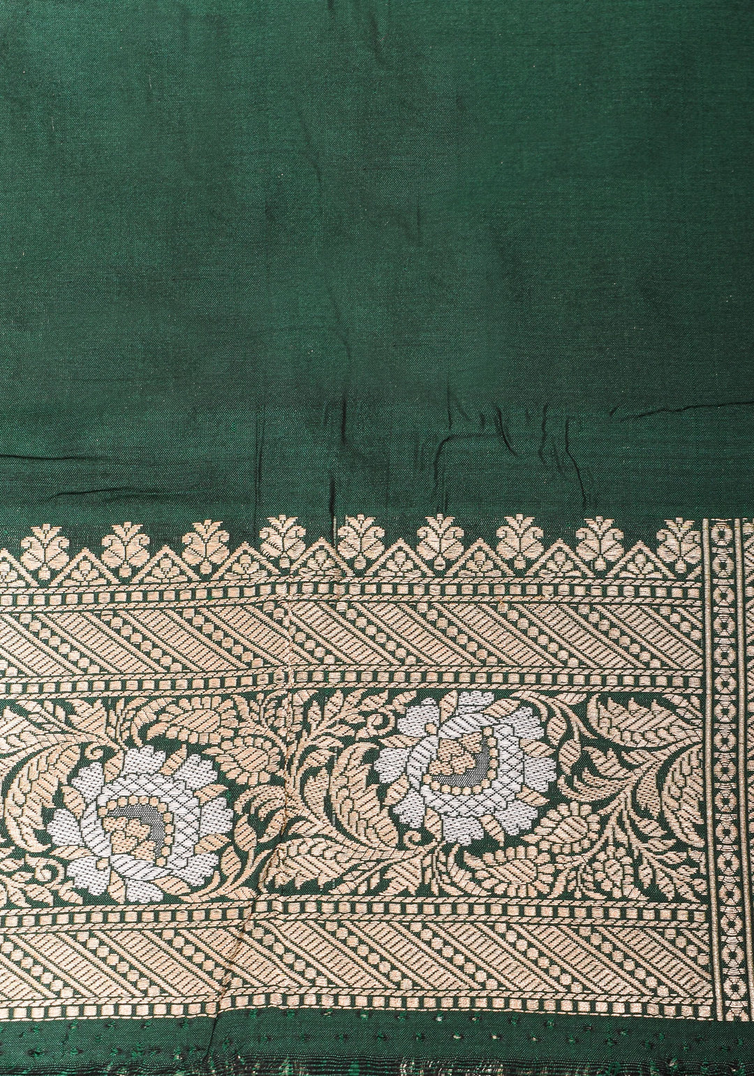 Exquisite Paisley Motif Alfi Jaal Brocade Banarasi Katan Silk Saree in Green | SILK MARK CERTIFIED