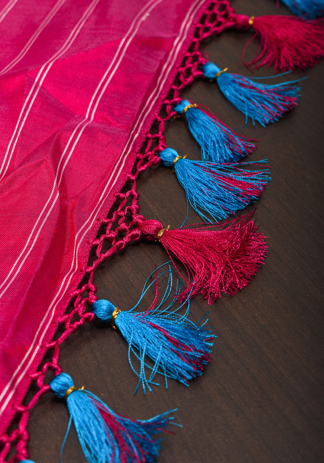 Red and Pink Pure Silk Ikkat Handwoven Saree with Intricate weave | SILK MARK CERTIFIED