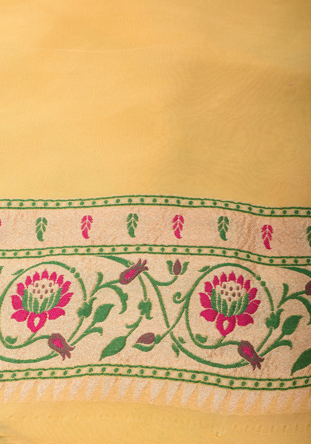 Multicolor Brush Dye Jaal Banarasi Pure Silk Georgette Saree with Paithani Border | SILK MARK CERTIFIED | SHOBITAM