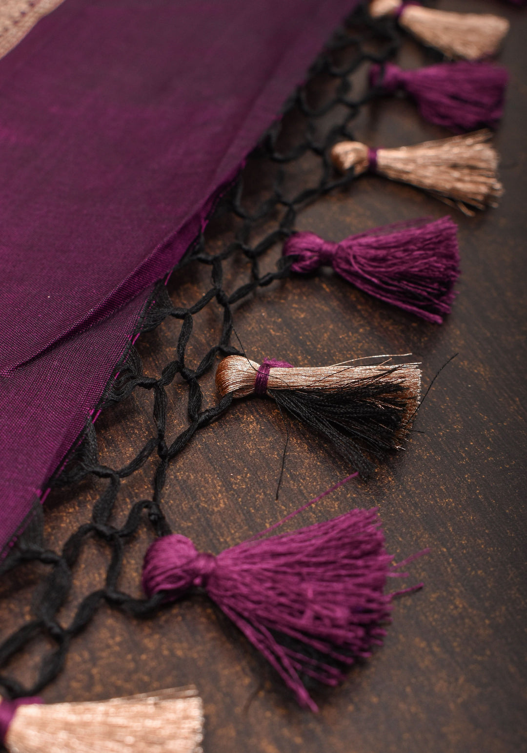 Unique Aubergine Intricate Banarasi Katan silk saree with Meenakari Jaal  | SILK MARK CERTIFIED