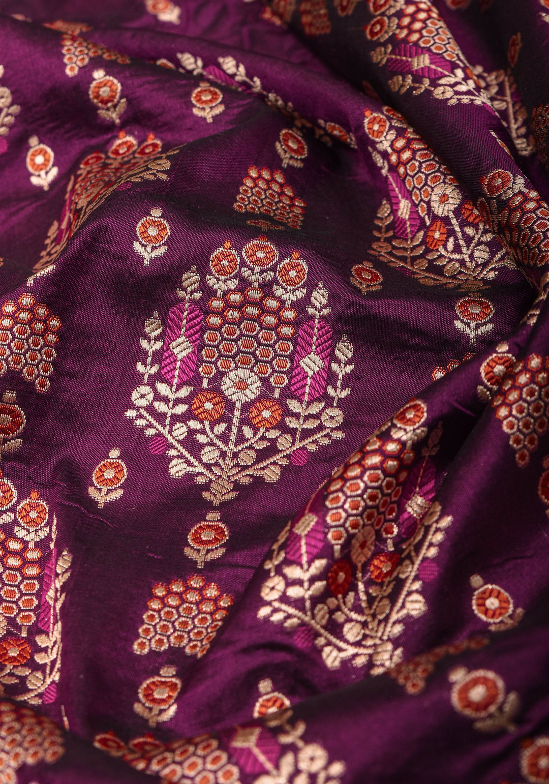 Unique Aubergine Intricate Banarasi Katan silk saree with Meenakari Jaal  | SILK MARK CERTIFIED