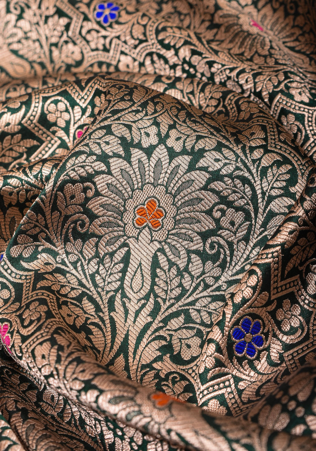 Green Exquisite and Intricate Banarasi Katan Silk Saree with Meenakari Brocade | SILK MARK CERTIFIED
