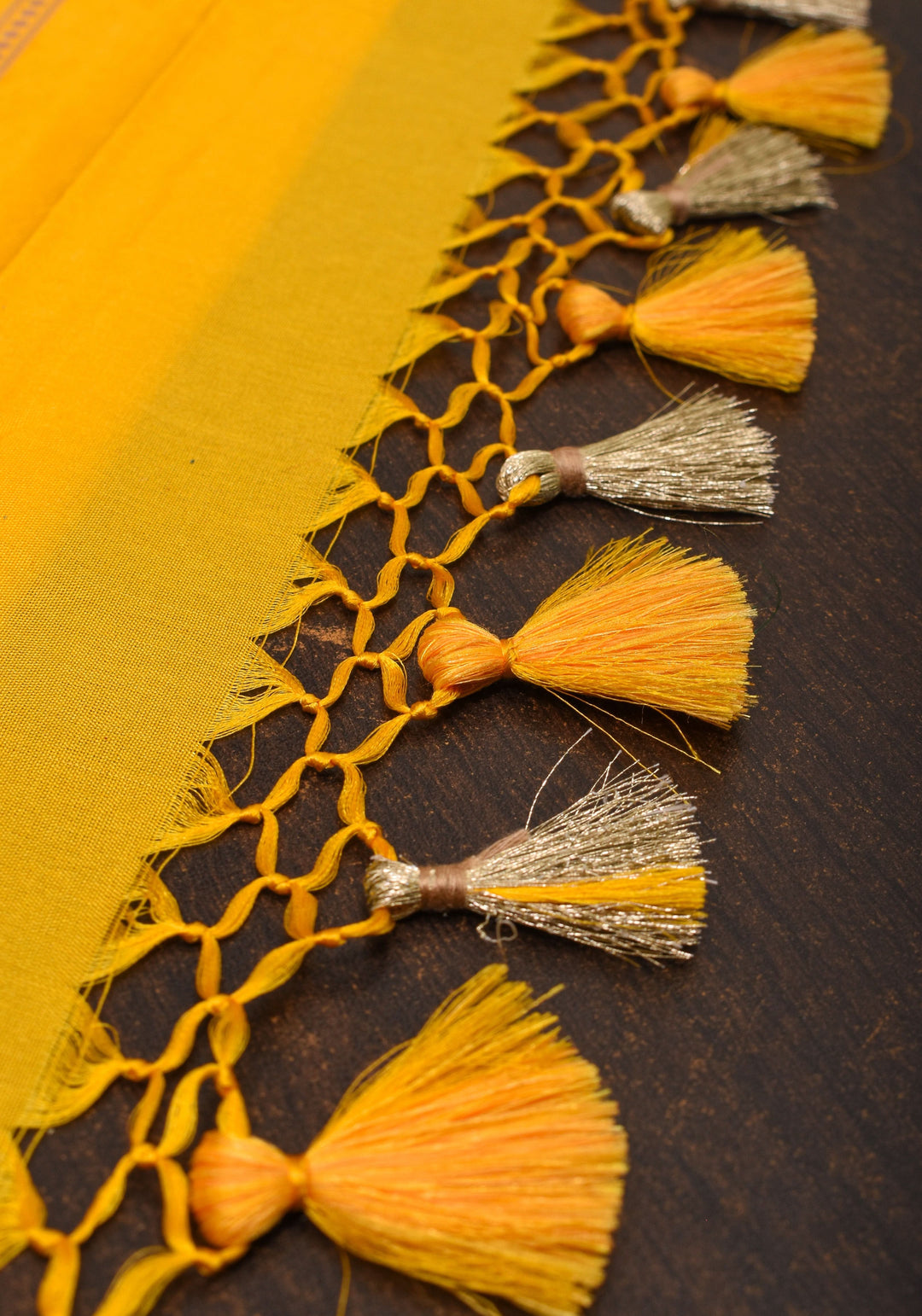 Yellow Banarasi Linen Floral jaal Saree with Zari border