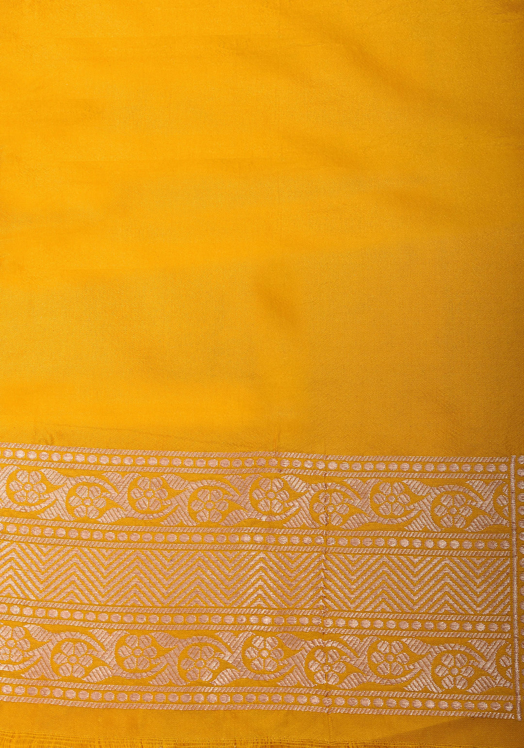 Yellow Banarasi Linen Floral jaal Saree with Zari border