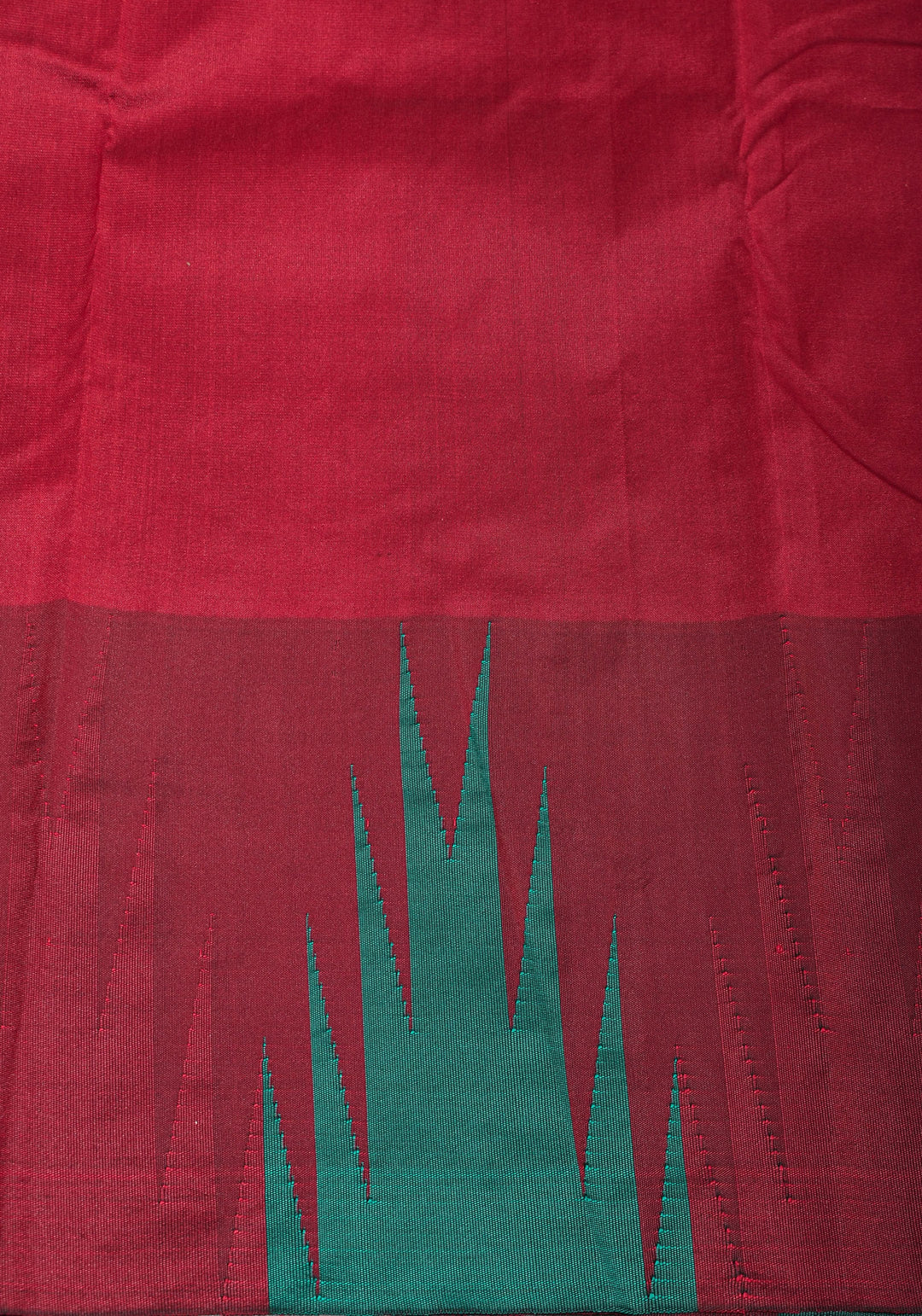 Sap Green Tone and Two Color Temple Border on Art Silk Saree With Double color Indian kotki design Pallu | SHOBITAM
