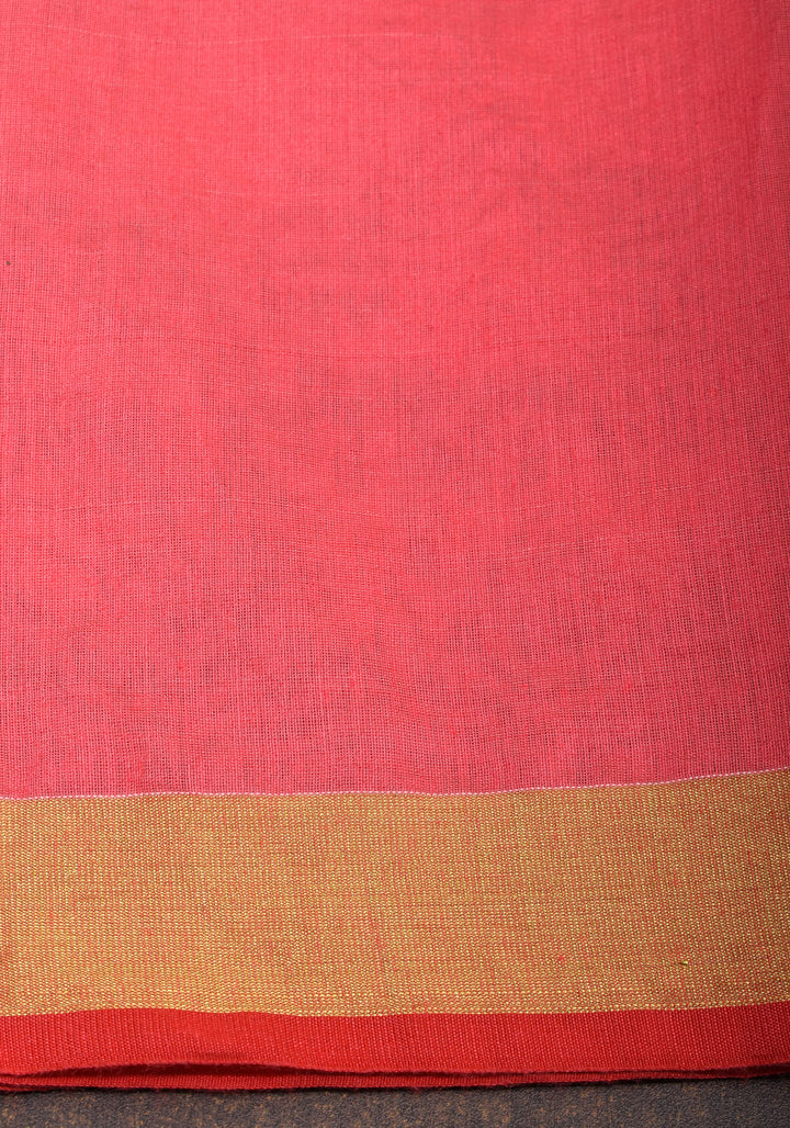 Rose pink Organza Saree with Floral Embroidery and zari Border