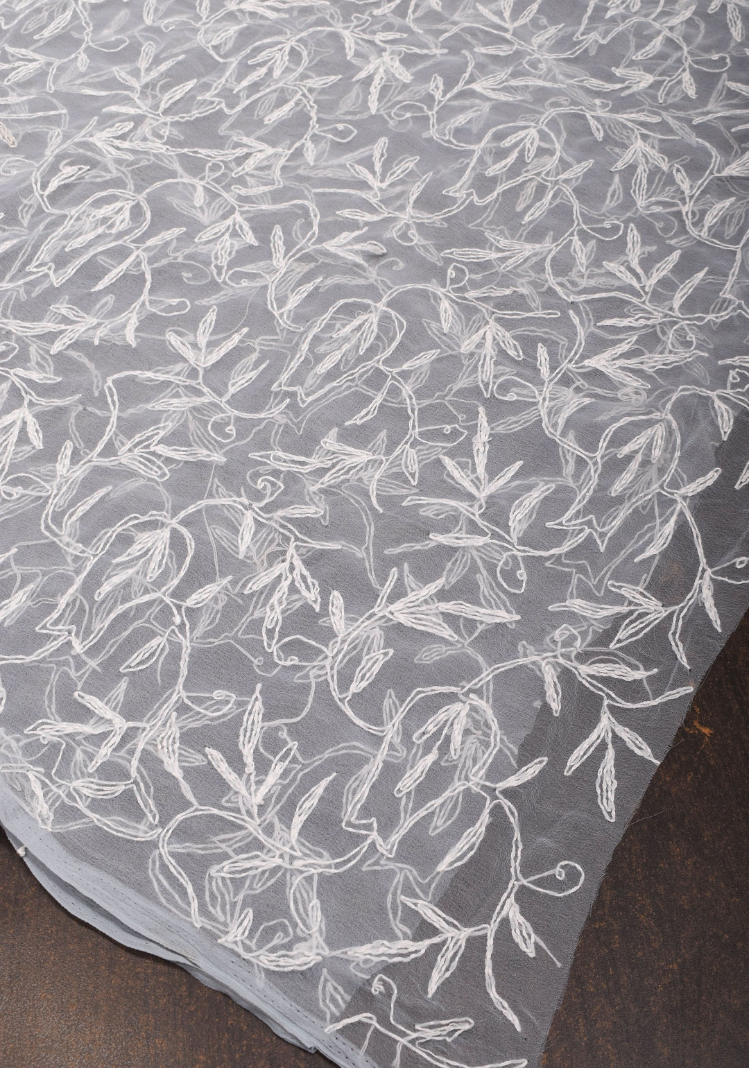 DUPATTA : Hand embroidered Chikankari  full jaal work on Gray Georgette Dupatta