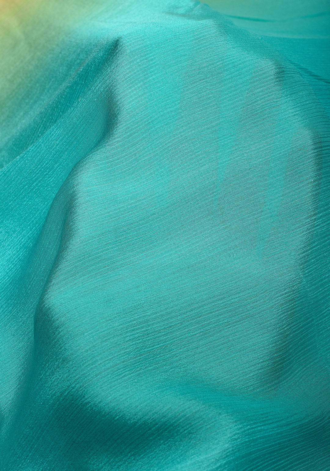 Ochre and Cyan Bollywood style ombré pure chiffon saree , No Blouse Piece